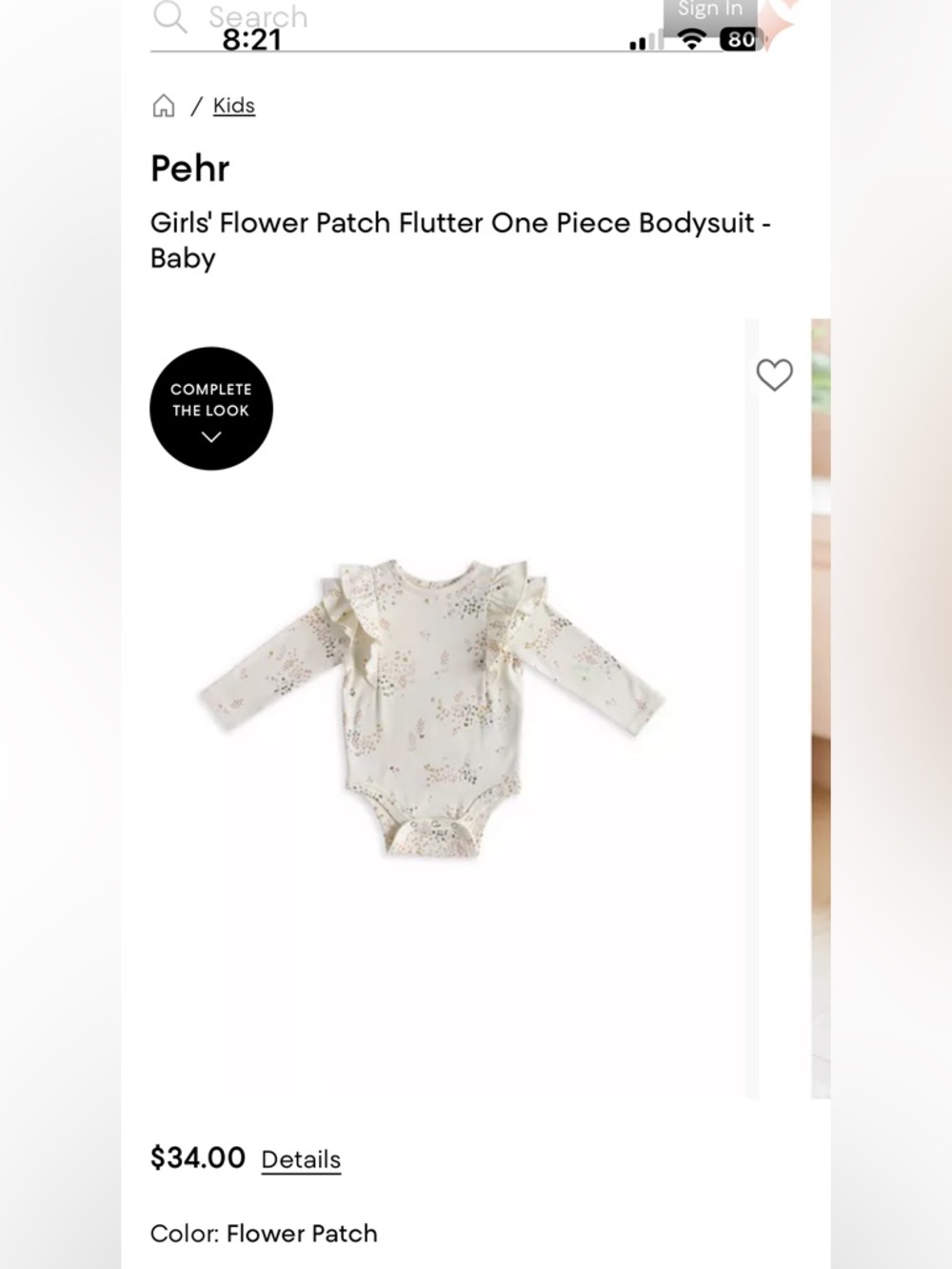 Pehr flower patch ruffle onesie